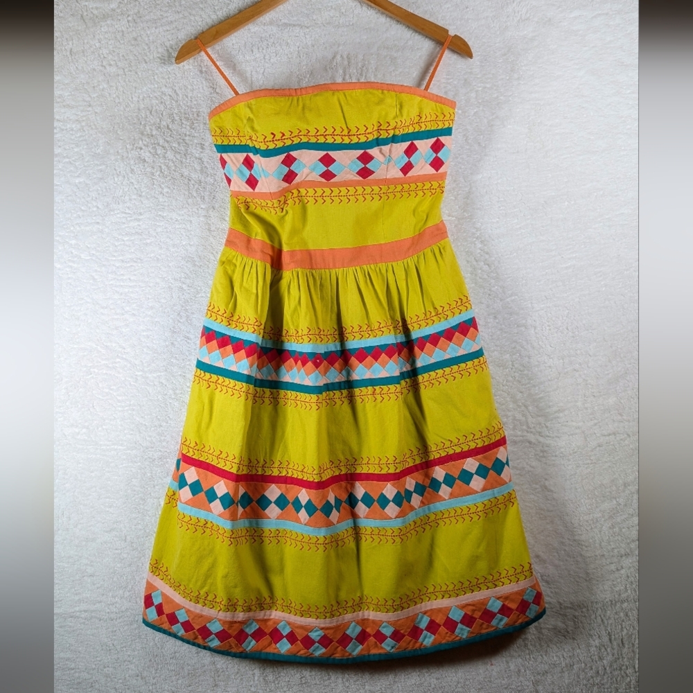 608-Leifsdottir Aztec Colorful Dress in Yellow and Pink - Picture 2 of 9